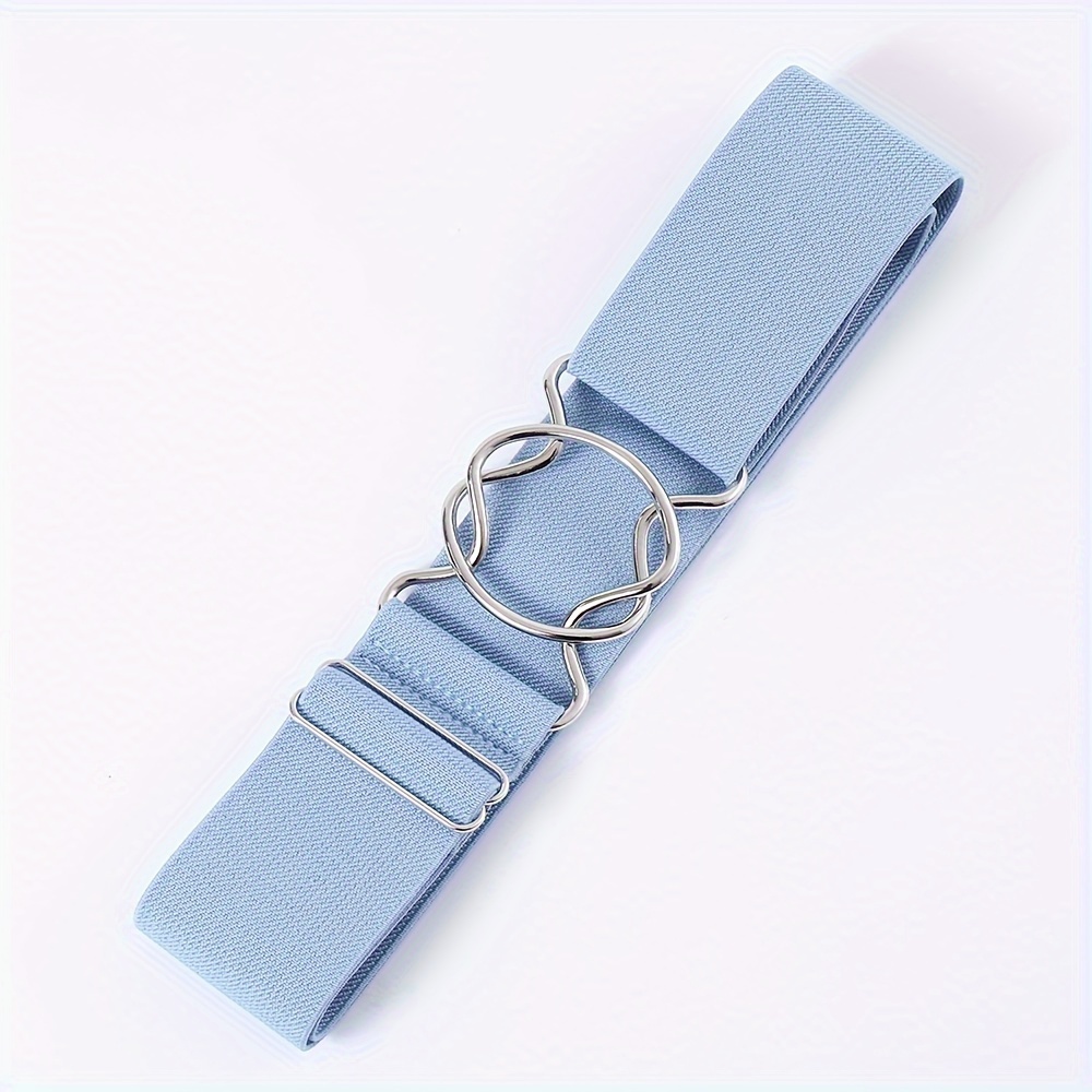 Adjustable Stretch Belt Elastic Waistband Dual Loop Buckle Casual Style